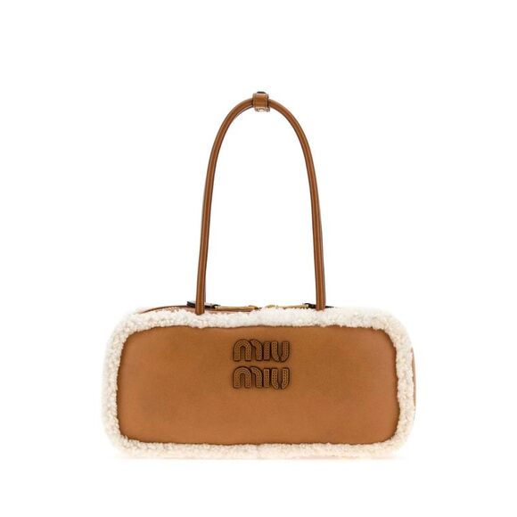 MIU MIU Handbags - Miu Miu Women Camel Leather Arcadie Handbag